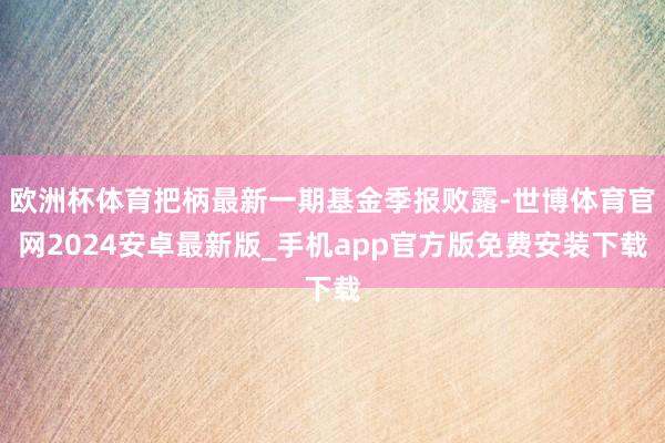 欧洲杯体育把柄最新一期基金季报败露-世博体育官网2024安卓最新版_手机app官方版免费安装下载