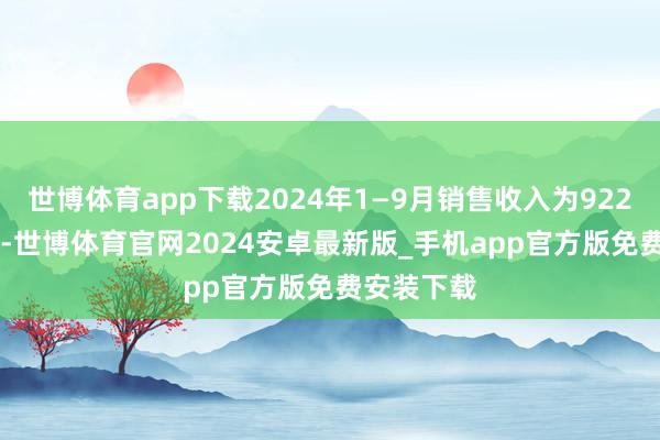 世博体育app下载2024年1—9月销售收入为9228.74万元-世博体育官网2024安卓最新版_手机app官方版免费安装下载