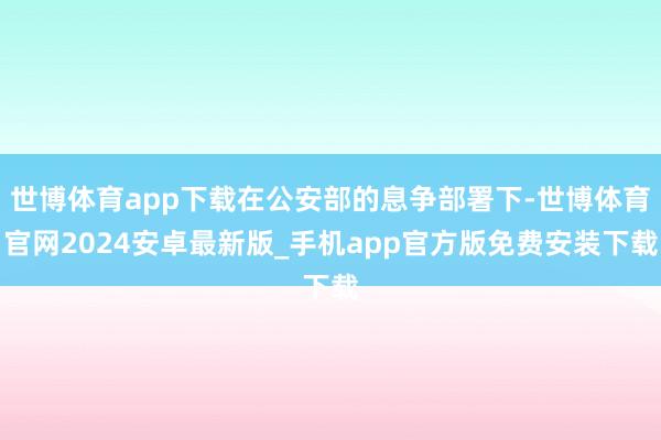 世博体育app下载在公安部的息争部署下-世博体育官网2024安卓最新版_手机app官方版免费安装下载