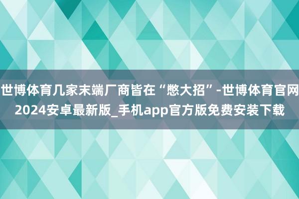 世博体育几家末端厂商皆在“憋大招”-世博体育官网2024安卓最新版_手机app官方版免费安装下载